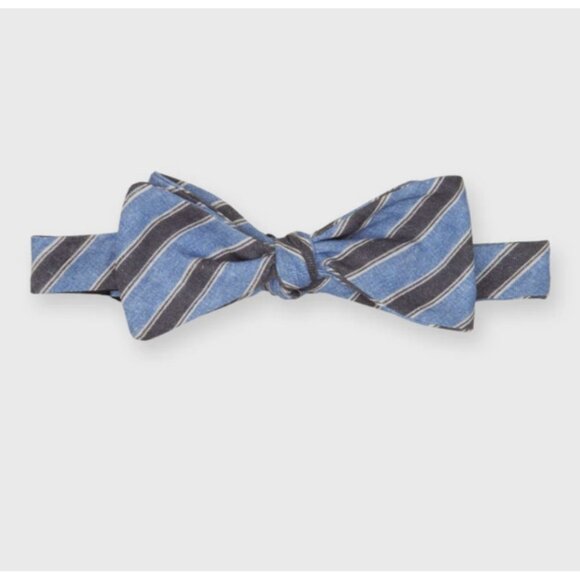 Sid Mashburn Cotton Bow Tie Wedgewood Conway Stripe Blue NWT